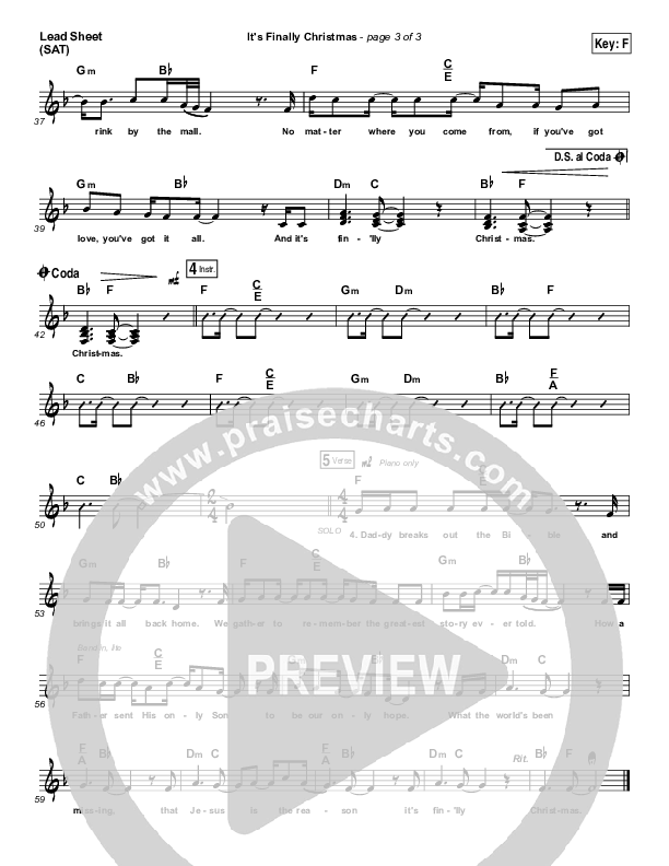 It's Finally Christmas Lead Sheet (Print Only) (Casting Crowns)