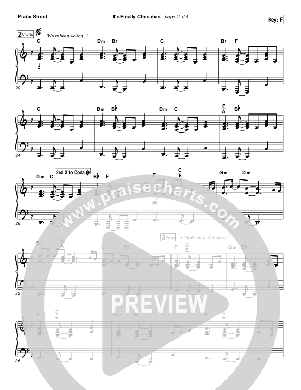 It's Finally Christmas Piano Sheet (Print Only) (Casting Crowns)