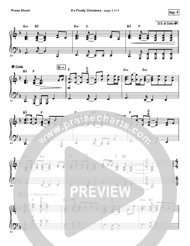 It's Finally Christmas Piano Sheet (Print Only) (Casting Crowns)
