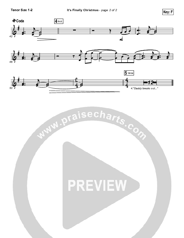 It's Finally Christmas Tenor Sax 1/2 (Casting Crowns)