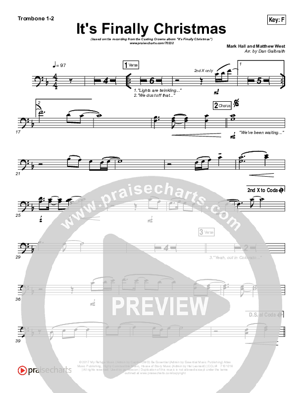 It's Finally Christmas Trombone 1/2 (Casting Crowns)