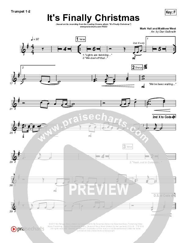 It's Finally Christmas Trumpet 1,2 (Casting Crowns)