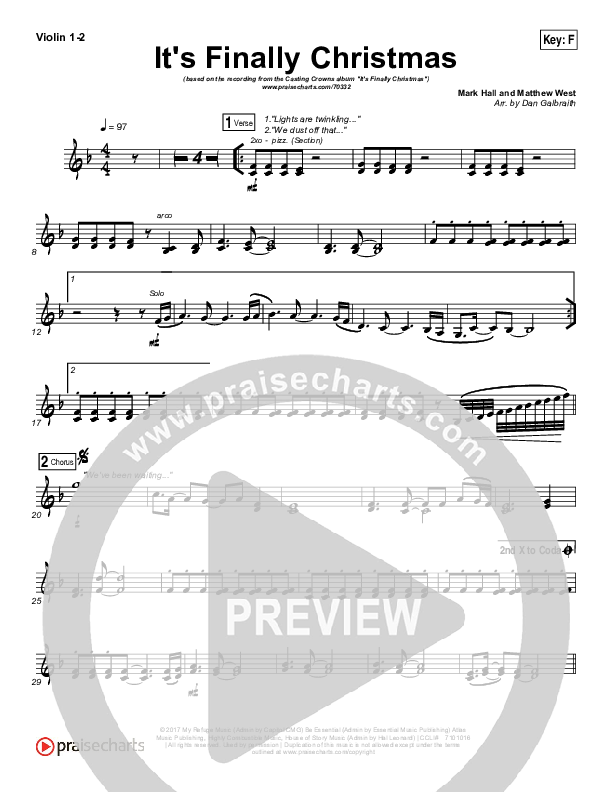 It's Finally Christmas Violin 1/2 (Casting Crowns)