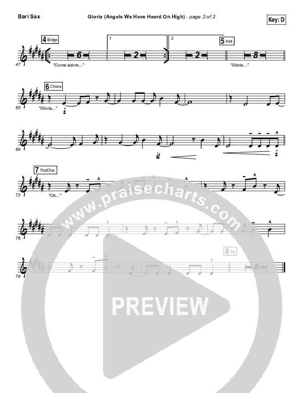 Gloria / Angels We Have Heard On High Bari Sax (Casting Crowns)