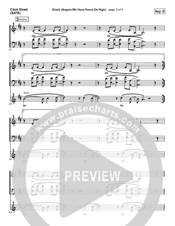 Gloria / Angels We Have Heard On High Choir Vocals (SATB) (Casting Crowns)