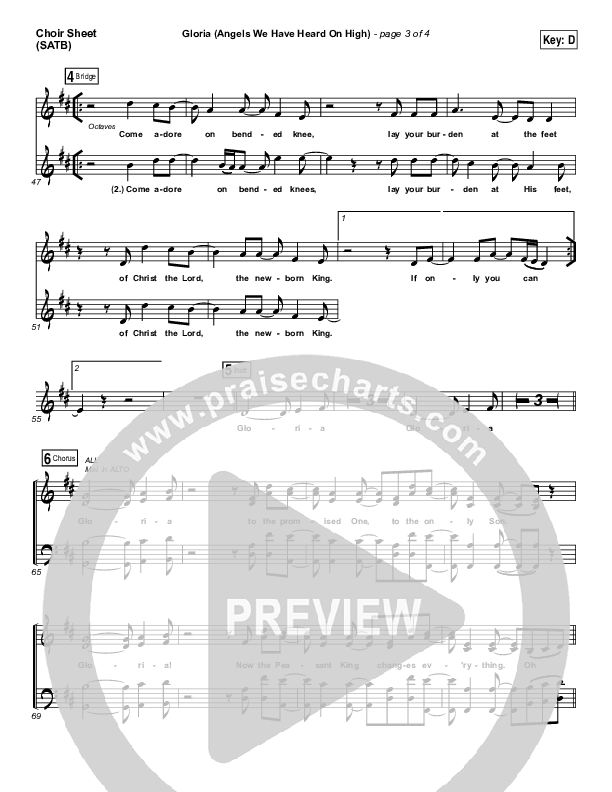 Gloria / Angels We Have Heard On High Choir Sheet (SATB) (Print Only) (Casting Crowns)