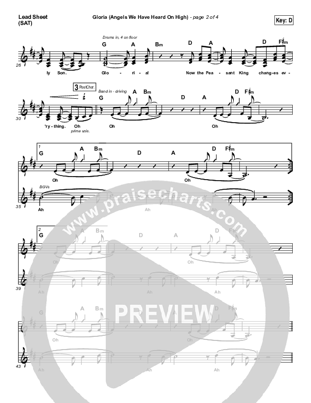 Gloria / Angels We Have Heard On High Lead Sheet (Print Only) (Casting Crowns)
