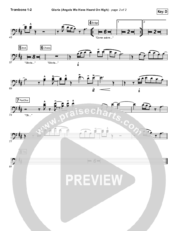 Gloria / Angels We Have Heard On High Trombone 1/2 (Casting Crowns)