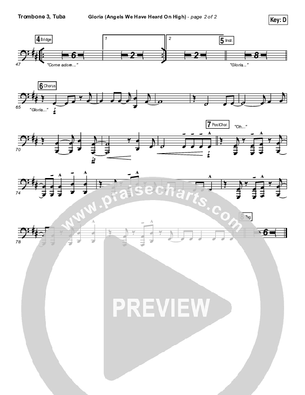 Gloria / Angels We Have Heard On High Trombone 3/Tuba (Casting Crowns)