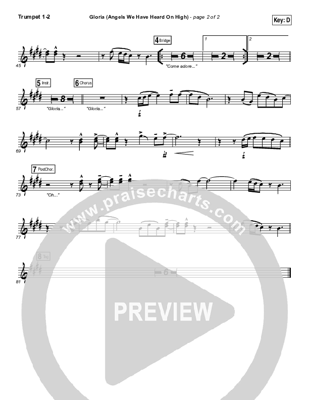 Gloria / Angels We Have Heard On High Trumpet 1,2 (Casting Crowns)