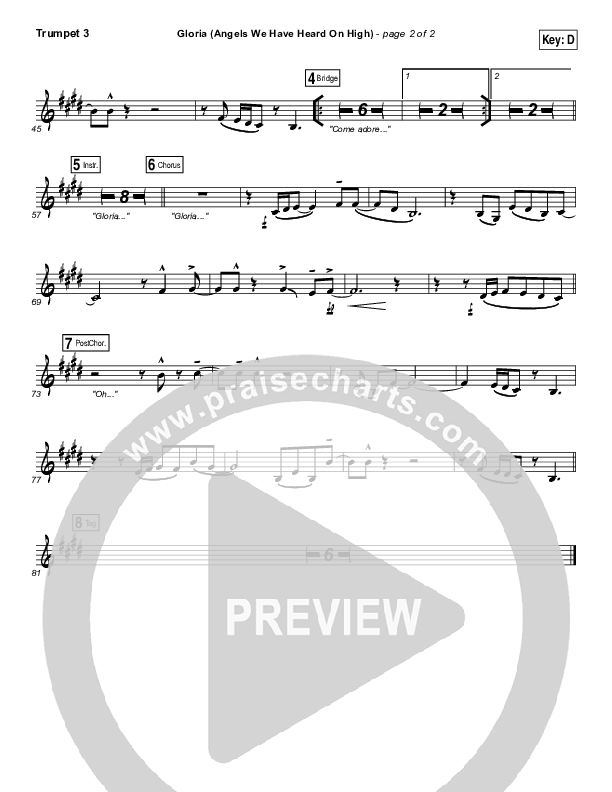 Gloria / Angels We Have Heard On High Trumpet 3 (Casting Crowns)