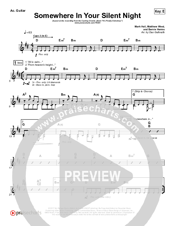 Somewhere In Your Silent Night Acoustic Guitar (Casting Crowns)