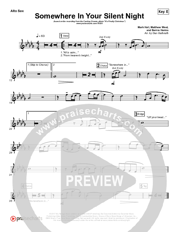 Somewhere In Your Silent Night Alto Sax (Casting Crowns)