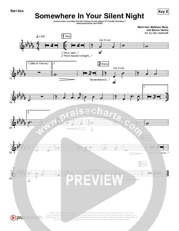 Somewhere In Your Silent Night Bari Sax (Casting Crowns)