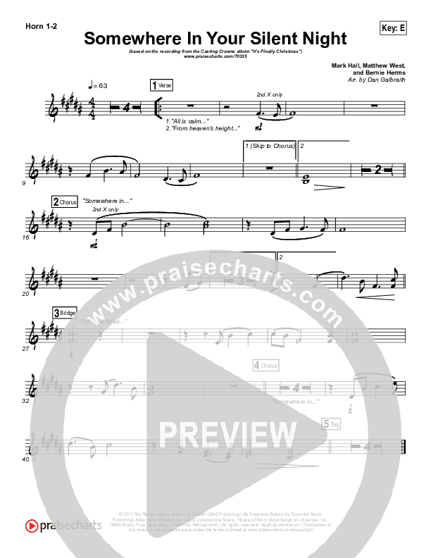 Somewhere In Your Silent Night French Horn 1/2 (Casting Crowns)