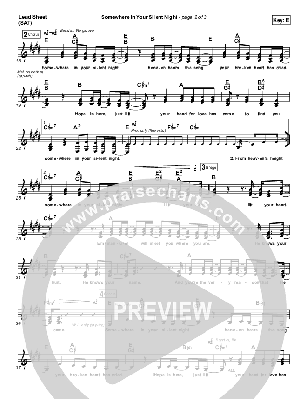 Somewhere In Your Silent Night Lead Sheet (Print Only) (Casting Crowns)