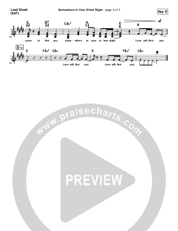 Somewhere In Your Silent Night Lead Sheet (Print Only) (Casting Crowns)