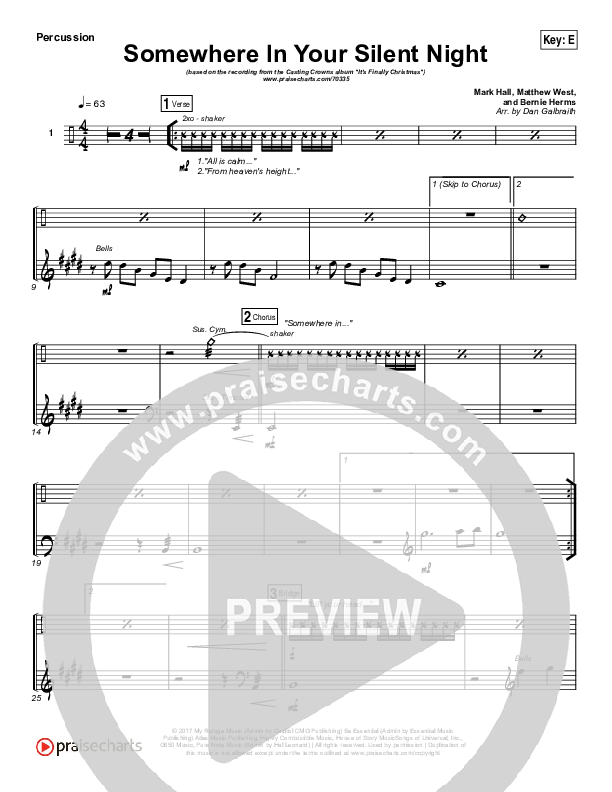 Somewhere In Your Silent Night Percussion (Casting Crowns)