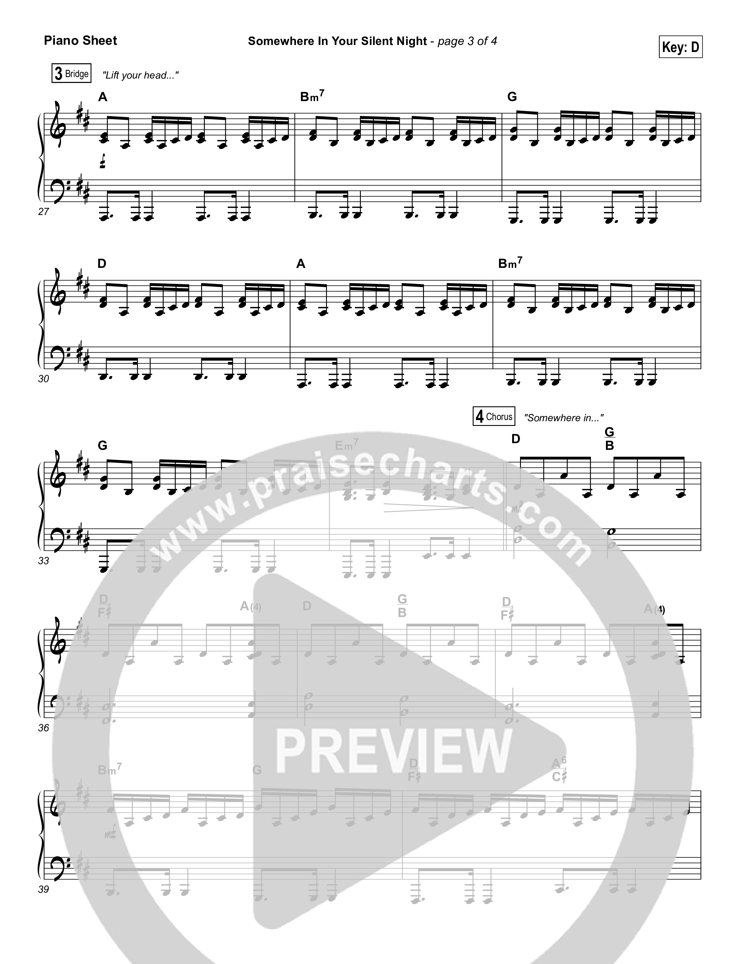 Somewhere In Your Silent Night Piano Sheet (Casting Crowns)