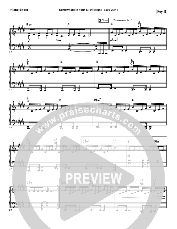 Somewhere In Your Silent Night Piano Sheet (Print Only) (Casting Crowns)