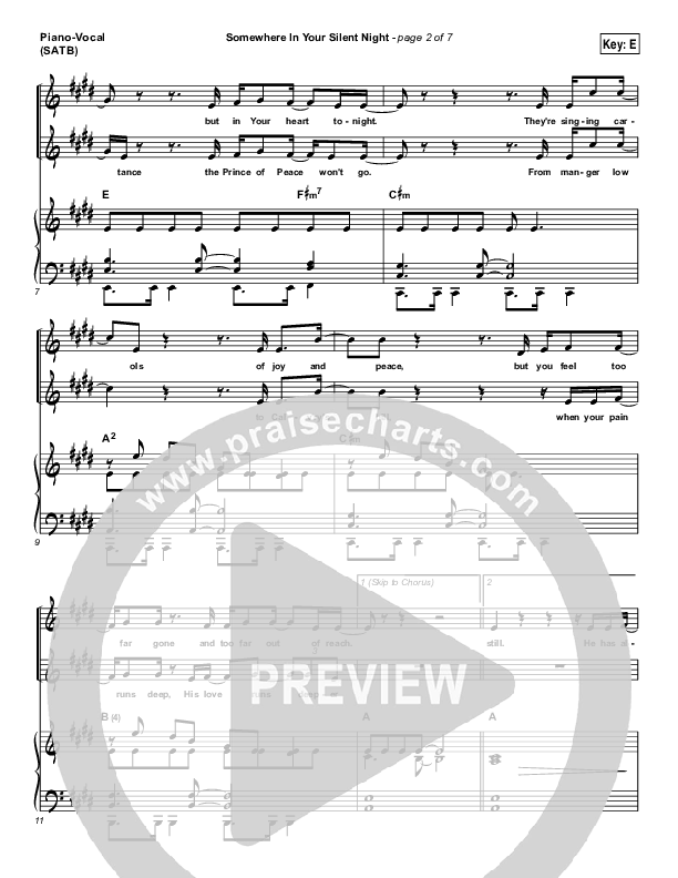 Somewhere In Your Silent Night Piano/Vocal (Print Only) (Casting Crowns)