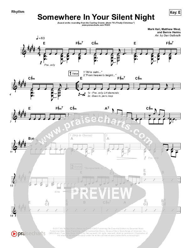 Somewhere In Your Silent Night Rhythm Chart (Casting Crowns)