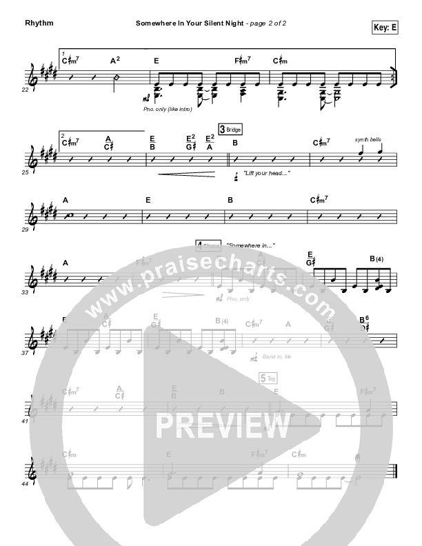 Somewhere In Your Silent Night Rhythm Chart (Print Only) (Casting Crowns)