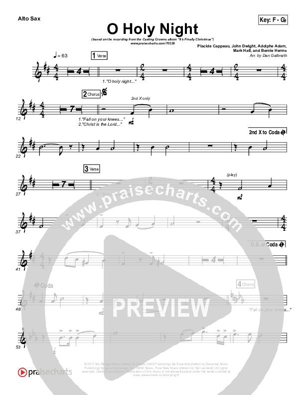 O Holy Night Alto Sax (Casting Crowns)