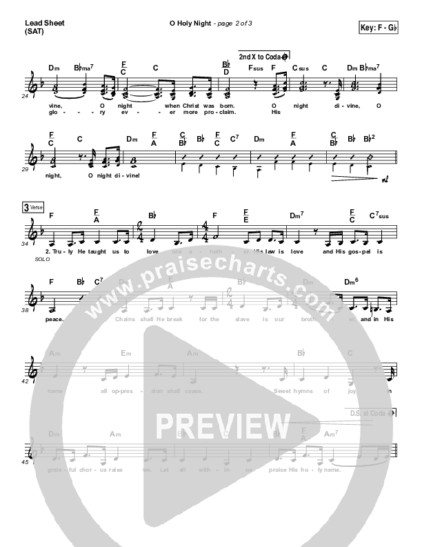 O Holy Night Lead Sheet (Print Only) (Casting Crowns)