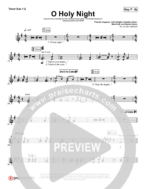 O Holy Night Tenor Sax 1/2 (Casting Crowns)