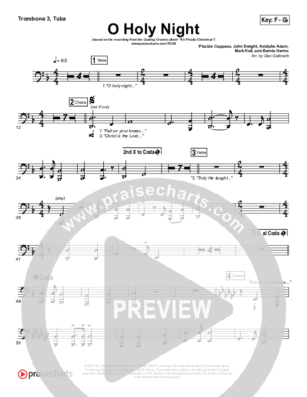 O Holy Night Trombone 3/Tuba (Casting Crowns)