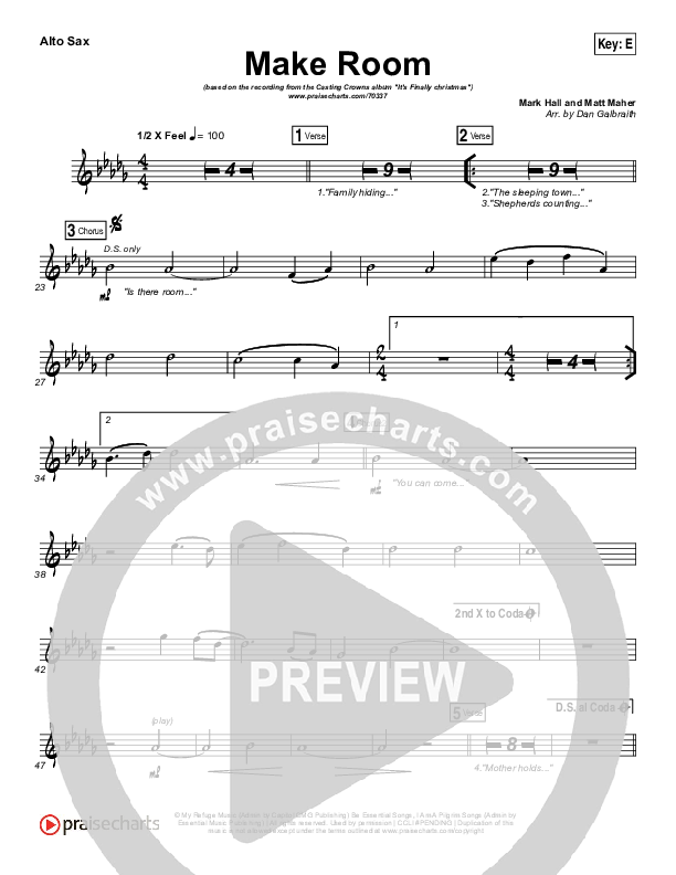 Make Room Alto Sax (Casting Crowns / Matt Maher)