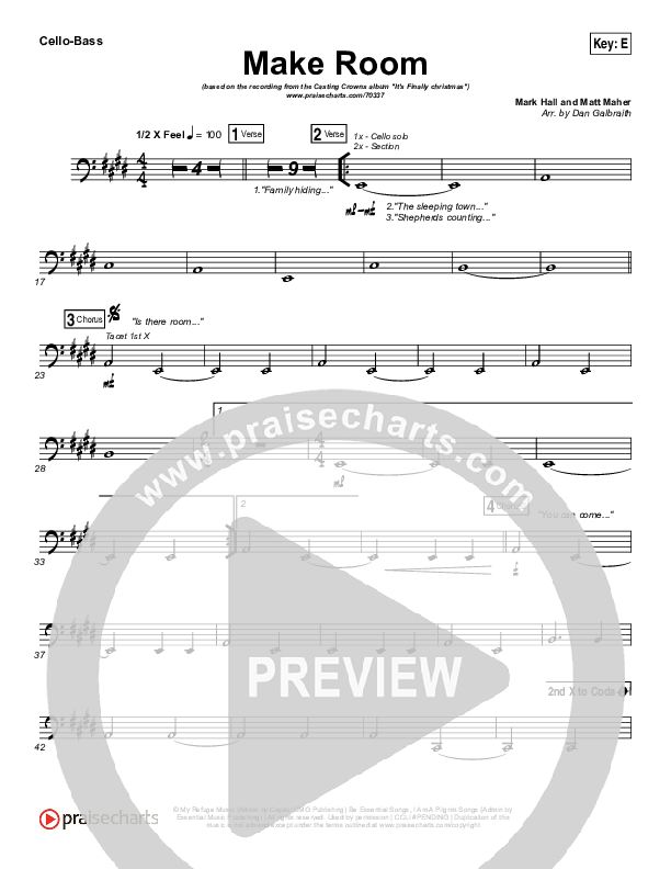 Make Room Cello/Bass (Casting Crowns / Matt Maher)