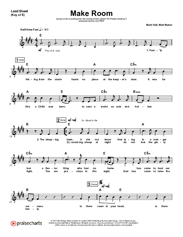 Make Room Lead Sheet (Melody) (Casting Crowns / Matt Maher)