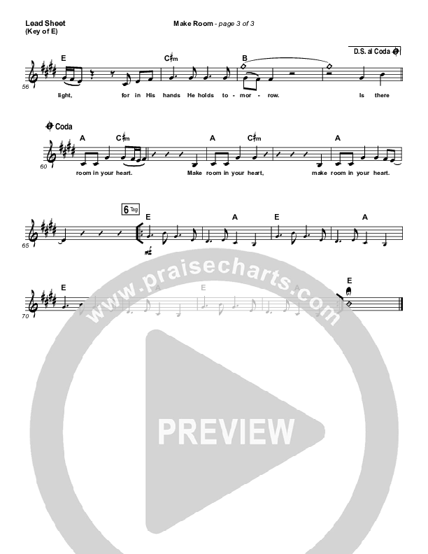 Make Room Lead Sheet (Melody) (Casting Crowns / Matt Maher)