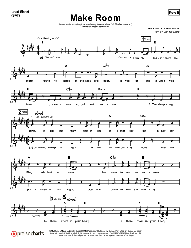 Make Room Lead Sheet (SAT) (Casting Crowns / Matt Maher)