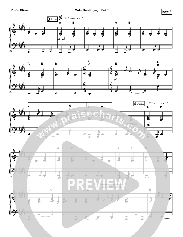 Make Room Piano Sheet (Casting Crowns / Matt Maher)