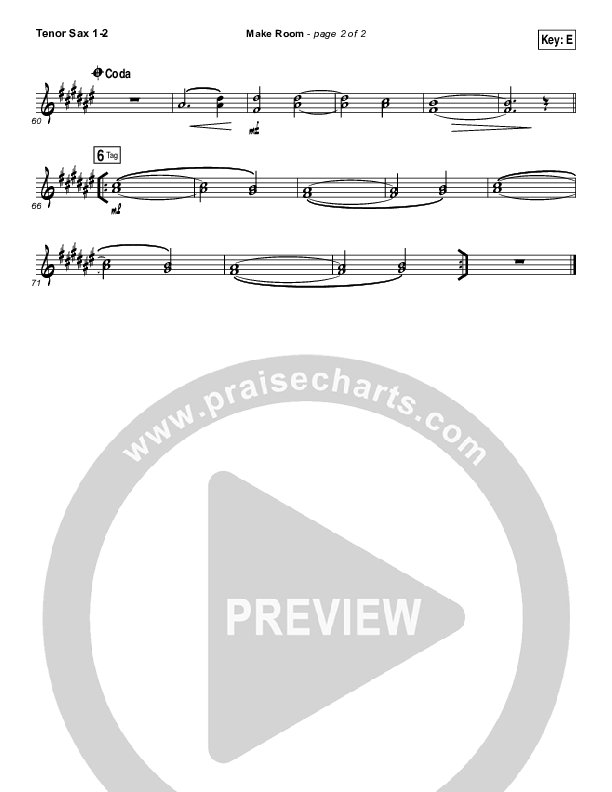 Make Room Tenor Sax 1/2 (Casting Crowns / Matt Maher)