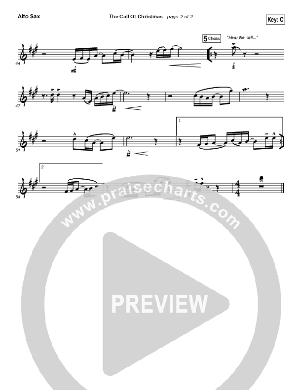 The Call Of Christmas Alto Sax (Zach Williams)