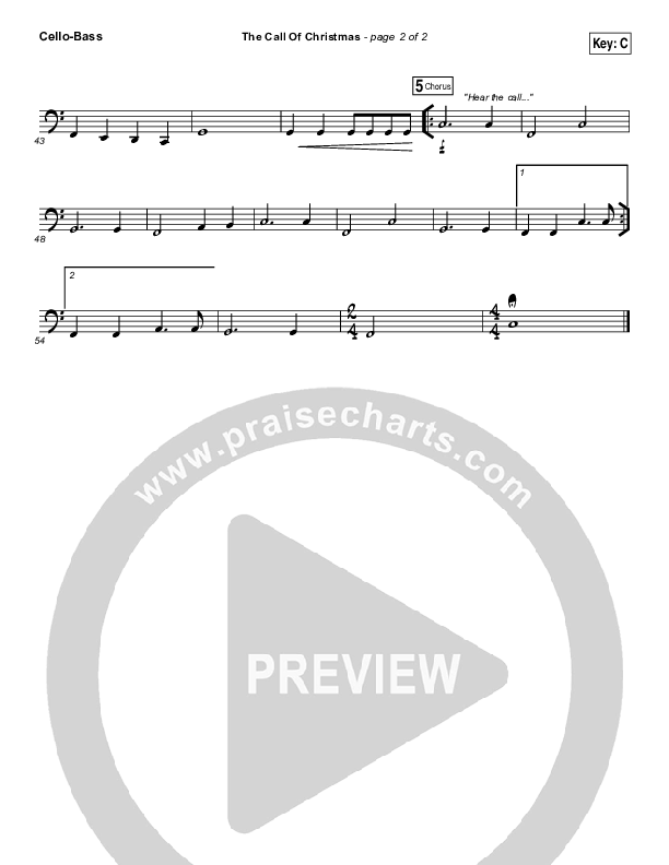 The Call Of Christmas Cello/Bass (Zach Williams)