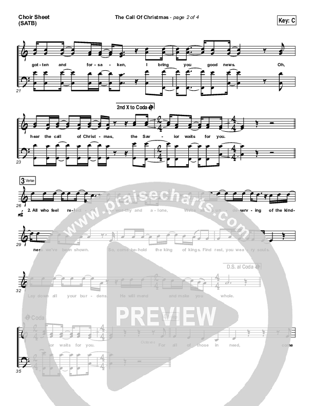 The Call Of Christmas Choir Vocals (SATB) (Zach Williams)