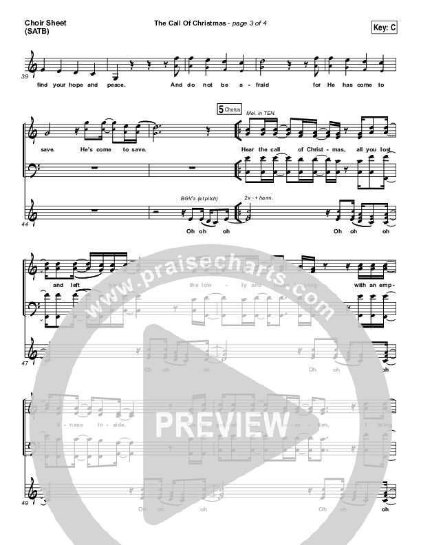 The Call Of Christmas Choir Sheet (SATB) (Zach Williams)