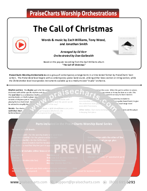 The Call Of Christmas Cover Sheet (Zach Williams)
