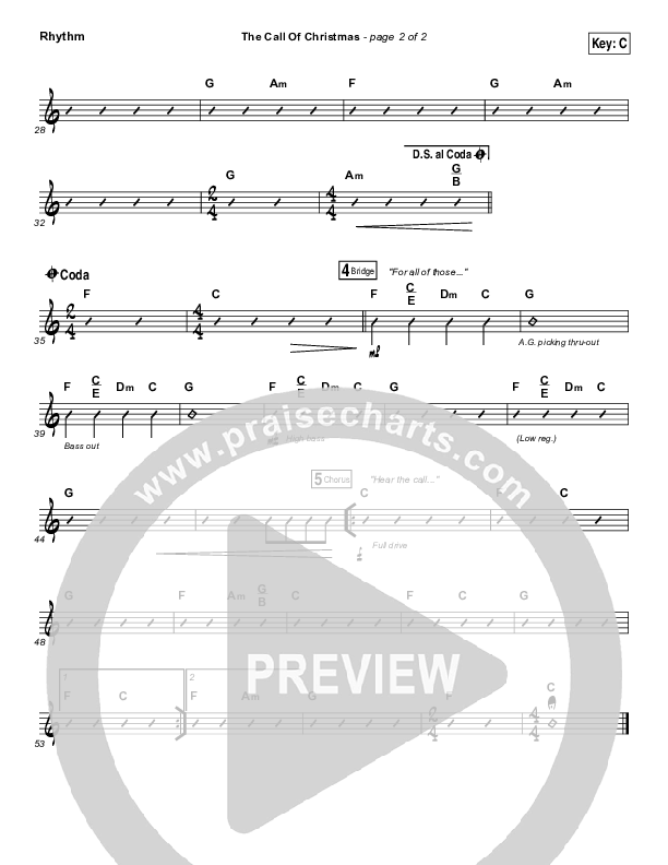 The Call Of Christmas Rhythm Chart (Zach Williams)