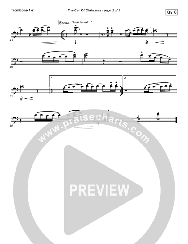 The Call Of Christmas Trombone 1/2 (Zach Williams)