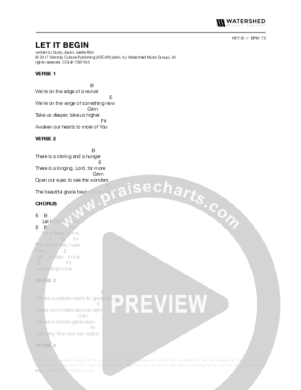 Let It Begin Chords & Lyrics (Pursue Worship)