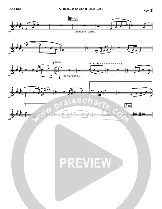 All Because Of Christ Alto Sax (Austin Stone Worship)