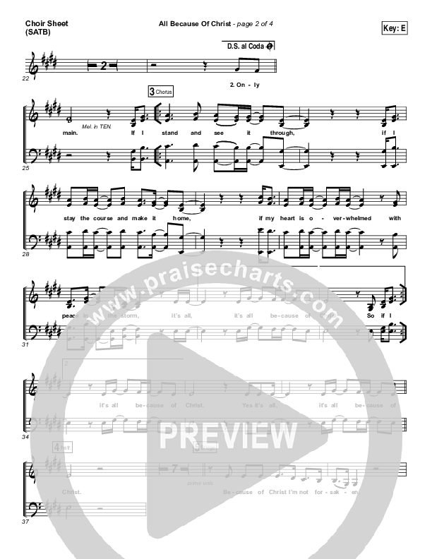 All Because Of Christ Choir Vocals (SATB) (Austin Stone Worship)