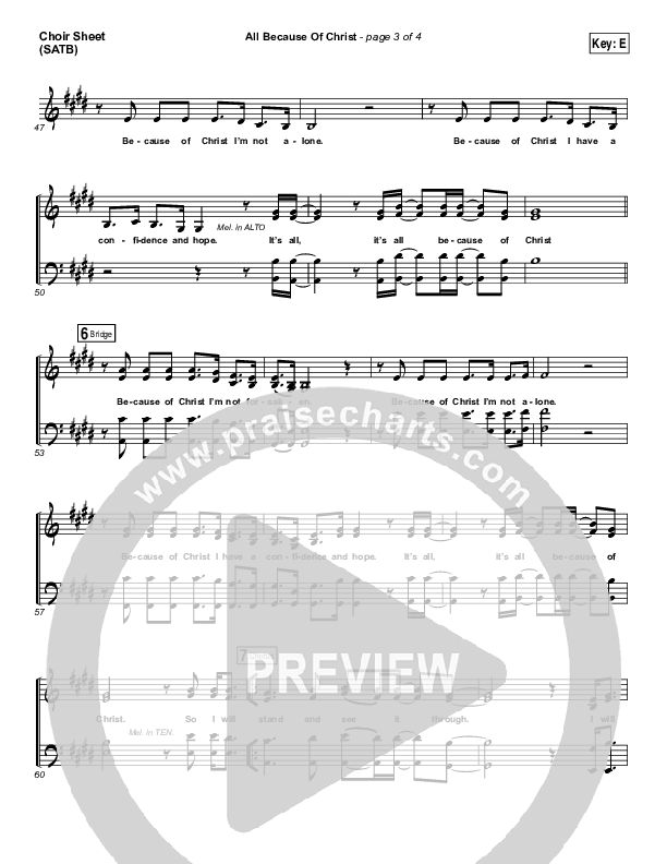 All Because Of Christ Choir Vocals (SATB) (Austin Stone Worship)