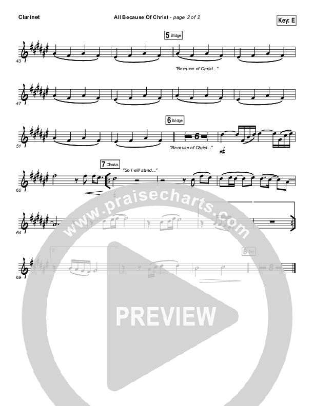 All Because Of Christ Clarinet (Austin Stone Worship)